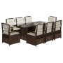 Garden dining set 9 pieces and brown synthetic rattan cushions by vidaXL, Garden sets - Ref: Foro24-3262927, Price: 965,70 €,...
