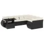 Set de sofás de jardín 10 pzas cojines ratán sintético negro de vidaXL, Conjuntos de jardín - Ref: Foro24-3268766, Precio: 70...