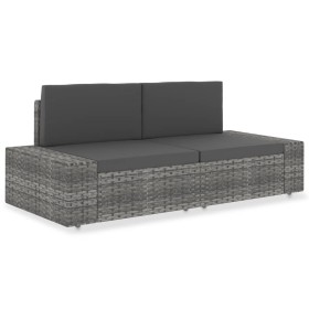 2-Sitzer-Sofa aus synthetischem Rattan in Grau von vidaXL, Modulare Sofas für den Außenbereich - Ref: Foro24-49525, Preis: 20...