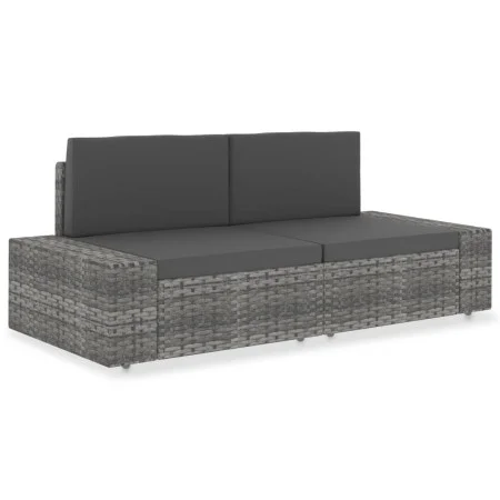 Sofá seccional de 2 plazas de ratán sintético gris de vidaXL, Sofás modulares de exterior - Ref: Foro24-49525, Precio: 229,79...