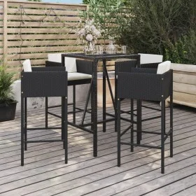Garden table and high stools 5 pieces and black PE rattan cushions by vidaXL, Garden sets - Ref: Foro24-3200662, Price: 402,0...