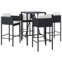 Garden table and high stools 5 pieces and black PE rattan cushions by vidaXL, Garden sets - Ref: Foro24-3200662, Price: 413,5...