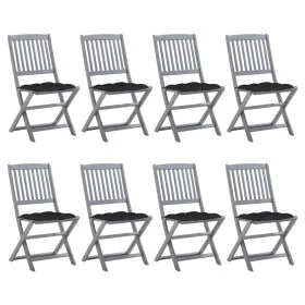 8 pcs folding garden chairs and solid acacia wood cushions by vidaXL, Garden chairs - Ref: Foro24-3078312, Price: 402,05 €, D...
