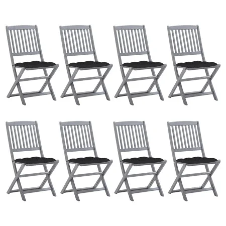 8 Stück klappbare Gartenstühle und Kissen aus massivem Akazienholz von vidaXL, Gartenstühle - Ref: Foro24-3078312, Preis: 402...