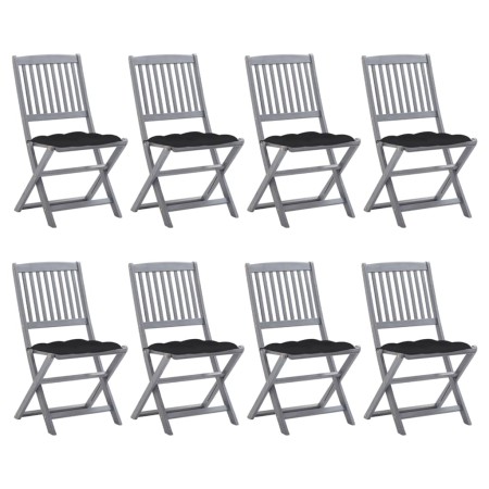 8 Stück klappbare Gartenstühle und Kissen aus massivem Akazienholz von vidaXL, Gartenstühle - Ref: Foro24-3078312, Preis: 409...