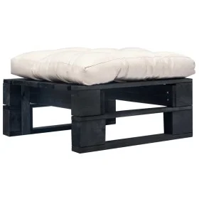 Garden pallet ottoman with black wood sand cushion by vidaXL, Outdoor ottomans - Ref: Foro24-277407, Price: 61,96 €, Discount: %