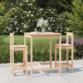 3-piece solid pine wood table and high stools set by vidaXL, Garden sets - Ref: Foro24-3154735, Price: 163,59 €, Discount: %