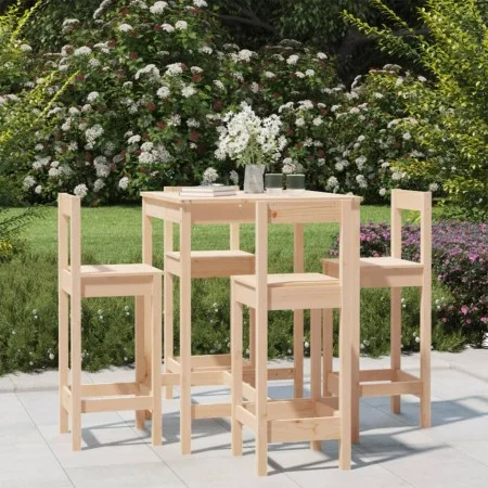 Garden table and high stools set 5 pieces solid pine wood by vidaXL, Garden sets - Ref: Foro24-3154740, Price: 242,99 €, Disc...
