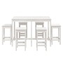 7-teiliges Set mit Gartentisch und hohen Hockern aus weißem Kiefernholz von vidaXL, Gartensets - Ref: Foro24-3154756, Preis: ...