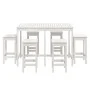 7-teiliges Set mit Gartentisch und hohen Hockern aus weißem Kiefernholz von vidaXL, Gartensets - Ref: Foro24-3154756, Preis: ...