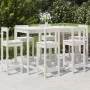7-teiliges Set mit Gartentisch und hohen Hockern aus weißem Kiefernholz von vidaXL, Gartensets - Ref: Foro24-3154761, Preis: ...