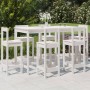 Set de mesa y taburetes altos jardín 7 pzas madera pino blanco