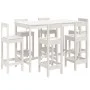 7-teiliges Set mit Gartentisch und hohen Hockern aus weißem Kiefernholz von vidaXL, Gartensets - Ref: Foro24-3154761, Preis: ...