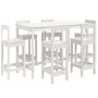 Set de mesa y taburetes altos jardín 7 pzas madera pino blanco