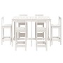 Set de mesa y taburetes altos jardín 7 pzas madera pino blanco