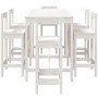 Set de mesa y taburetes altos jardín 7 pzas madera pino blanco