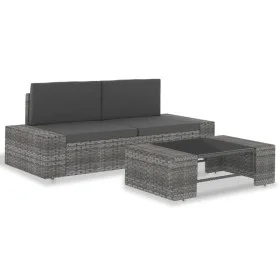 Juego de muebles de jardín 3 piezas ratán sintético gris by vidaXL, Modular outdoor sofas - Ref: Foro24-49527, Price: 244,49 ...