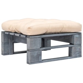 Pallet ottoman for garden gray wood and sand-colored cushion by vidaXL, Outdoor ottomans - Ref: Foro24-275281, Price: 60,16 €...