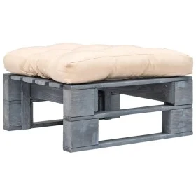 Pallet ottoman for garden gray wood and sand-colored cushion by vidaXL, Outdoor ottomans - Ref: Foro24-275281, Price: 60,25 €...