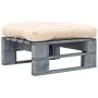 Pallet ottoman for garden gray wood and sand-colored cushion by vidaXL, Outdoor ottomans - Ref: Foro24-275281, Price: 60,16 €...