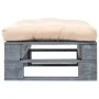 Pallet ottoman for garden gray wood and sand-colored cushion by vidaXL, Outdoor ottomans - Ref: Foro24-275281, Price: 60,16 €...