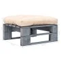 Pallet ottoman for garden gray wood and sand-colored cushion by vidaXL, Outdoor ottomans - Ref: Foro24-275281, Price: 60,16 €...