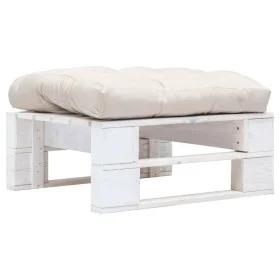 Garten-Palettenhocker mit weißem Holzsandkissen von vidaXL, Hocker für den Außenbereich - Ref: Foro24-277374, Preis: 65,62 €,...