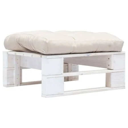 Garten-Palettenhocker mit weißem Holzsandkissen von vidaXL, Hocker für den Außenbereich - Ref: Foro24-277374, Preis: 65,62 €,...