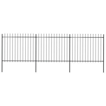 Garden fence with black steel spearheads 5.1x1.5 m by vidaXL, fence panels - Ref: Foro24-277631, Price: 208,40 €, Discount: %