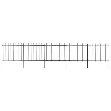 Gartenzaun mit Speerspitzen aus schwarzem Stahl 8,5x1,5 m von vidaXL, Zaunpaneele - Ref: Foro24-277633, Preis: 340,66 €, Raba...