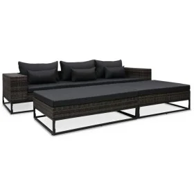 Garden sofa set with cushions, 5 pieces, synthetic gray rattan by vidaXL, Outdoor sofas - Ref: Foro24-49531, Price: 841,28 €,...