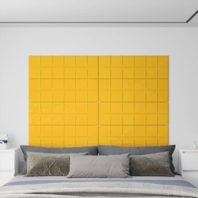 Paneles de pared 12 uds terciopelo amarillo 90x30 cm 3,24 m²