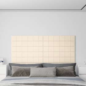 Paneles de pared 12 uds terciopelo color crema 90x15 cm 1,62 m²