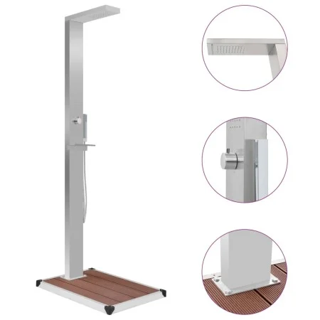 Ducha de jardín con plato acero inoxidable WPC de vidaXL, Accesorios para piscinas y spa - Ref: Foro24-3051289, Precio: 258,8...