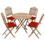 5-teiliges klappbares Garten-Essset mit Bambuskissen von vidaXL, Gartensets - Ref: Foro24-3063981, Preis: 272,01 €, Rabatt: %