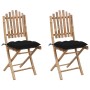 Folding garden chairs with cushions 2 units bamboo by vidaXL, Garden chairs - Ref: Foro24-3064009, Price: 114,44 €, Discount: %