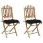 Sillas de jardín plegables con cojines 2 unidades bambú de vidaXL, Sillas de jardín - Ref: Foro24-3064009, Precio: 112,64 €, ...