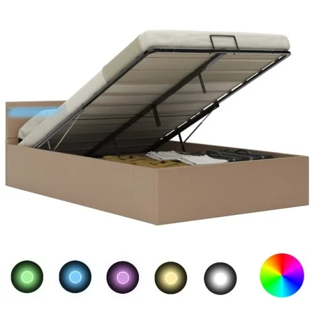 LED-Hydraulikbett aus Kunstleder, Cappuccino, 120 x 200 cm von vidaXL, Betten und Lattenroste - Ref: Foro24-285560, Preis: 36...