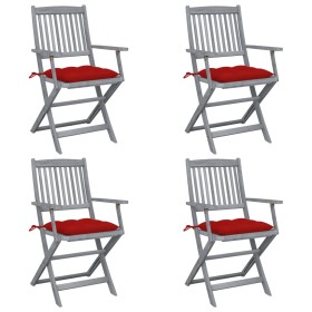 Folding garden chairs 4 pcs cushions solid acacia wood by vidaXL, Garden chairs - Ref: Foro24-3064530, Price: 188,37 €, Disco...