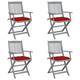 Klappbare Gartenstühle, 4 Stück, Kissen aus massivem Akazienholz von vidaXL, Gartenstühle - Ref: Foro24-3064530, Preis: 185,9...