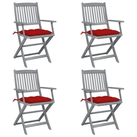 Klappbare Gartenstühle, 4 Stück, Kissen aus massivem Akazienholz von vidaXL, Gartenstühle - Ref: Foro24-3064530, Preis: 185,9...