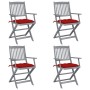 Folding garden chairs 4 pcs cushions solid acacia wood by vidaXL, Garden chairs - Ref: Foro24-3064530, Price: 188,37 €, Disco...