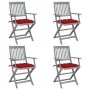 Klappbare Gartenstühle, 4 Stück, Kissen aus massivem Akazienholz von vidaXL, Gartenstühle - Ref: Foro24-3064530, Preis: 185,9...