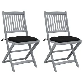 Folding garden chairs 2 pcs cushions solid acacia wood by vidaXL, Garden chairs - Ref: Foro24-3064558, Price: 121,31 €, Disco...