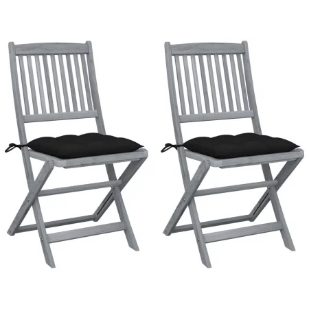 Klappbare Gartenstühle, 2 Stück, Kissen aus massivem Akazienholz von vidaXL, Gartenstühle - Ref: Foro24-3064558, Preis: 121,3...