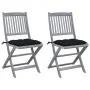 Klappbare Gartenstühle, 2 Stück, Kissen aus massivem Akazienholz von vidaXL, Gartenstühle - Ref: Foro24-3064558, Preis: 121,3...