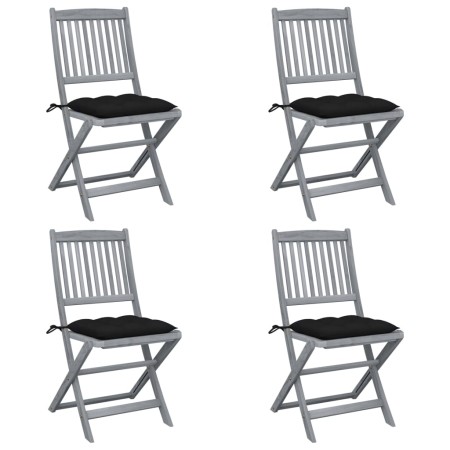 Folding garden chairs 4 pcs cushions solid acacia wood by vidaXL, Garden chairs - Ref: Foro24-3064585, Price: 208,45 €, Disco...