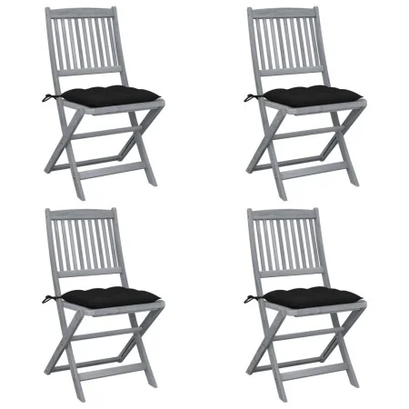 Folding garden chairs 4 pcs cushions solid acacia wood by vidaXL, Garden chairs - Ref: Foro24-3064585, Price: 205,03 €, Disco...