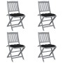 Folding garden chairs 4 pcs cushions solid acacia wood by vidaXL, Garden chairs - Ref: Foro24-3064585, Price: 208,45 €, Disco...