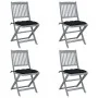 Folding garden chairs 4 pcs cushions solid acacia wood by vidaXL, Garden chairs - Ref: Foro24-3064585, Price: 205,03 €, Disco...